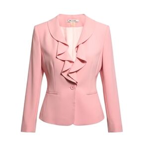 NyGard Collection Blush Pink Ruffle Blazer Size 12 Feminine Career Spring Jacket